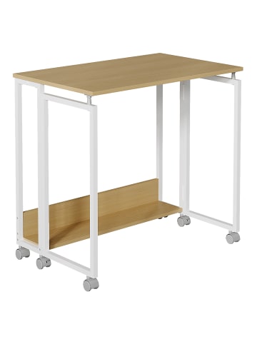 relaxdays Schreibtisch "klappbar" in Natur/ Weiß - (B)80 x (H)75 x (T)50 cm