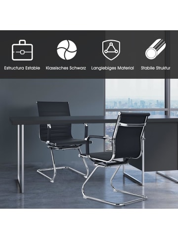 COSTWAY 2er Set Bürostuhl mit Rückenlehne in Schwarz