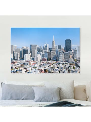WALLART Leinwandbild - San Francisco Skyline in Blau