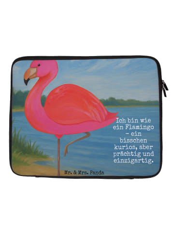Mr. & Mrs. Panda Notebook Tasche Flamingo Classic Design mit Spruch in Weiß