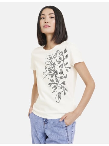 TAIFUN T-Shirt Kurzarm Rundhals in Offwhite gemustert