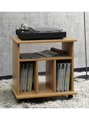 VCM  Holz Schallplatten LP Regal Rollen Retal in Buche