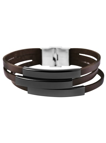 Adeliás Unisex Armband aus Leder 21,5 cm in schwarz