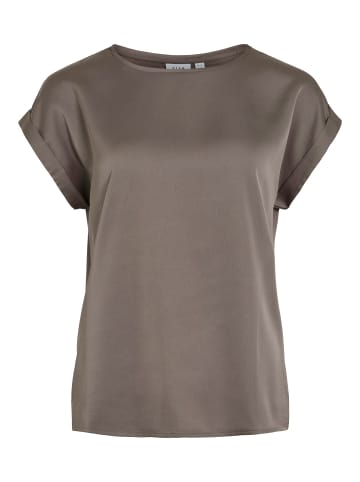 Vila Satin Blusen T-Shirt Kurzarm Basic Top Glänzend VIELLETTE in Hellgrau