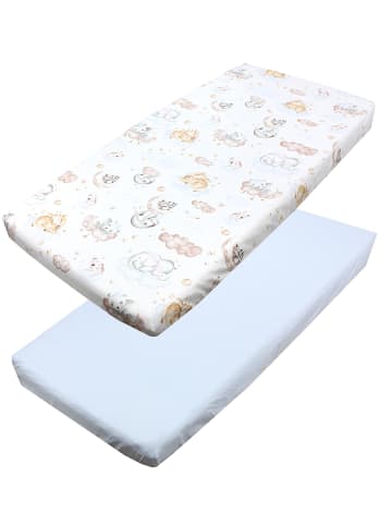 TupTam Baby Kinder Spannbettlaken 2er Pack in blau/beige