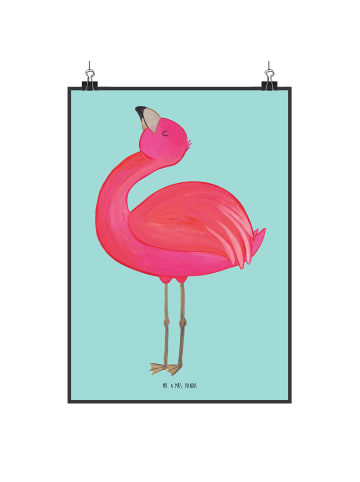Mr. & Mrs. Panda Poster Flamingo Stolz ohne Spruch in Türkis Pastell