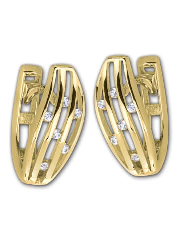 GoldDream Echtgold, 333er Gelbgold Damen Creolen Stripes Ohrring ca. 11mm ca. 12mm