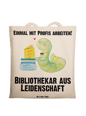 Mr. & Mrs. Panda Tote Bag Bibliothekar Leidenschaft mit Spruch in Creme