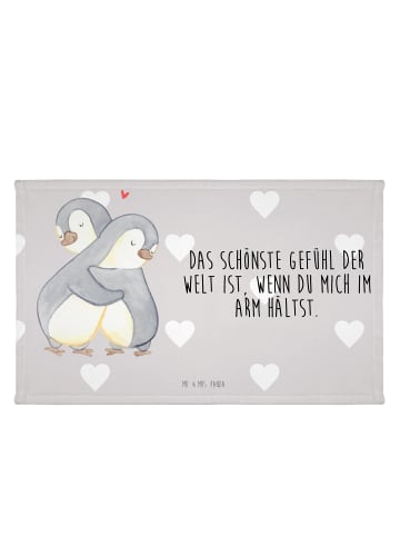 Mr. & Mrs. Panda Handtuch Klein Pinguine Kuscheln mit Spruch in Grau Pastell