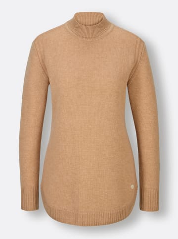 creation L Stehkragenpullover in camel-meliert