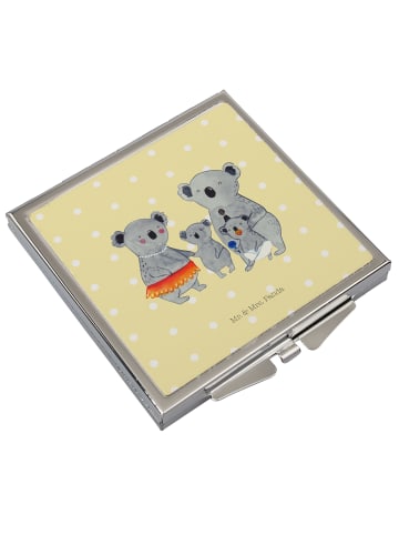 Mr. & Mrs. Panda Reise-Kosmetikspiegel Koala Familie ohne Spruch in Gelb Pastell