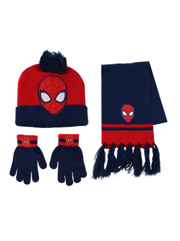 Spiderman Spiderman Kinder 3 Teilig Mütze & Schal & Handschuhe Set in Blau