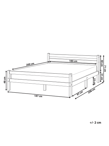 Beliani Doppelbett ECHALLON in Braun - (W) 187 x (H) 71 x (L) 208 cm
