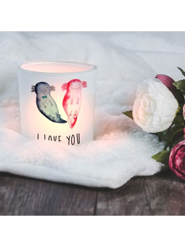 Mr. & Mrs. Panda Teelicht Axolotl Liebe mit Spruch in Transparent