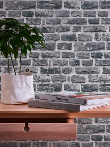 A.S. Création Tapete Cool Brick in Grau-Schwarz