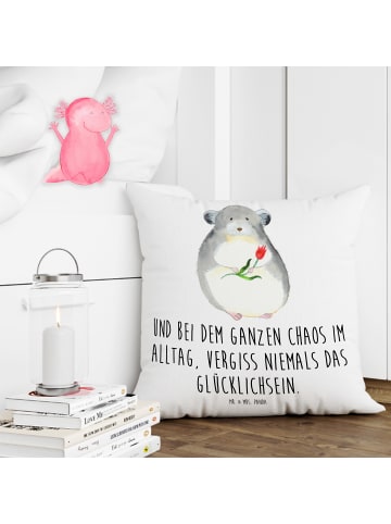 Mr. & Mrs. Panda Kopfkissen Chinchilla Blume mit Spruch in Weiß