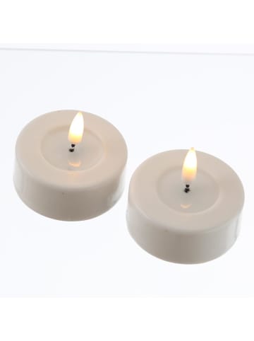 Deluxe Homeart 2x LED Maxi Teelichter Mia Echtwachs flackernd D: 6,1cm in weiß