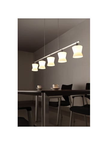 home24 Pendelleuchte Carina II in Weiß / Edelstahl