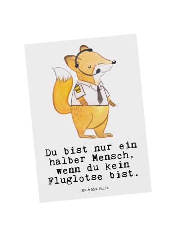 Mr. & Mrs. Panda Postkarte Fluglotse Herz mit Spruch in Weiß