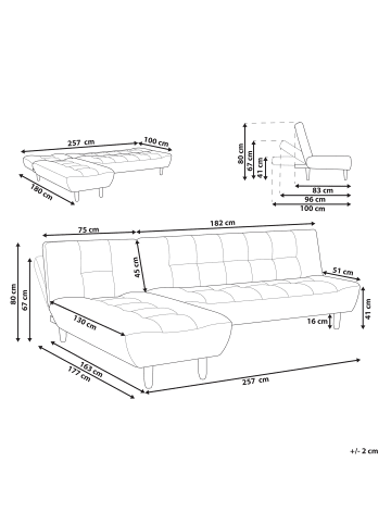 Beliani Modulsofa ALSTEN in Beige/Braun - (W) 257 x (H) 41 x (L) 161 cm