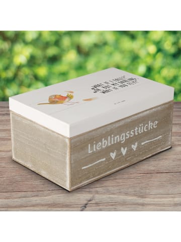 Mr. & Mrs. Panda holzkiste mit deckel Rotkehlchen Federn mit Spruch in Weiß