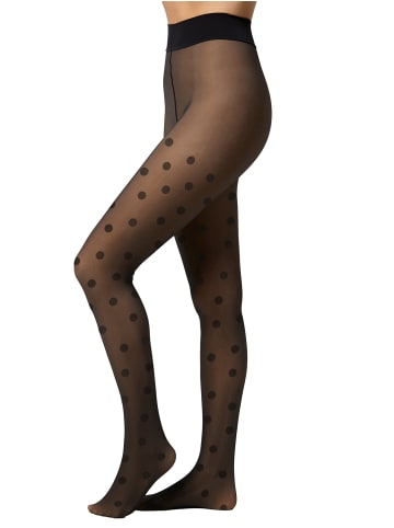 Nur Die  Feinstrumpfhose Warm & Transparent strapazierfähig 80 DEN Print in Punktedesign