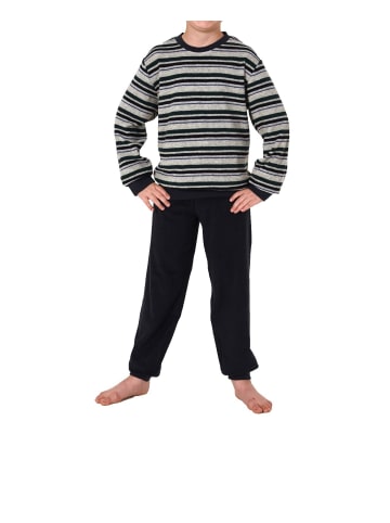 NORMANN Frottee Pyjama langarm Schlafanzug Bündchen - 64783 in grau