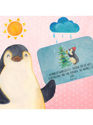 Mr. & Mrs. Panda Badvorleger Pinguin Weihnachtsbaum mit Spruch in Eisblau