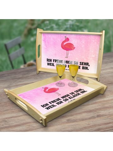 Mr. & Mrs. Panda tablett für bett Flamingo Stolz mit Spruch in Aquarell Pink