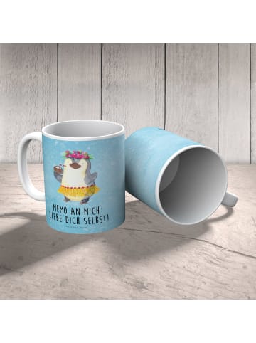 Mr. & Mrs. Panda Kindertasse Pinguin Kokosnuss mit Spruch in Eisblau