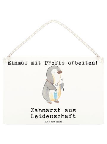 Mr. & Mrs. Panda Deko Schild Zahnarzt Leidenschaft mit Spruch in Weiß