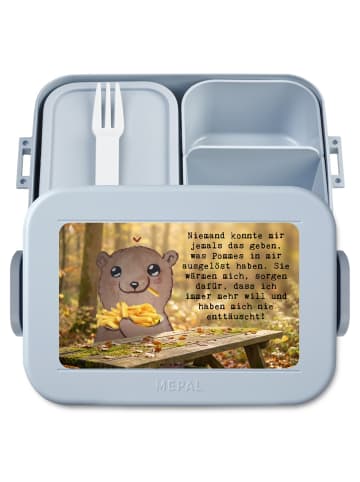 Mr. & Mrs. Panda Bento Box Bär Pommes verliebt Design mit Spruch in Blau Pastell