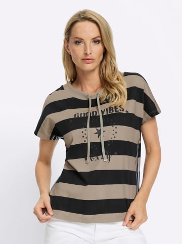 Heine T-Shirt in schwarz-sesam-geringelt