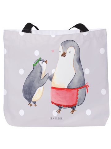 Mr. & Mrs. Panda Shopper Pinguin mit Kind ohne Spruch in Grau Pastell