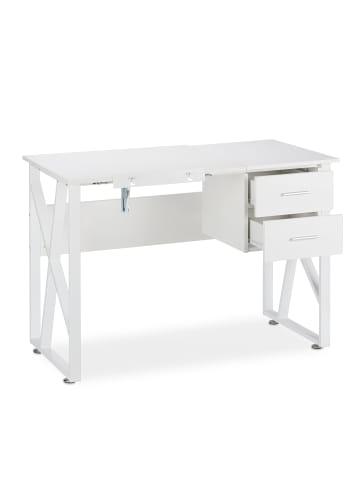 relaxdays Schreibtisch in Weiß - (B)110 x (H)75 x (T)55 cm