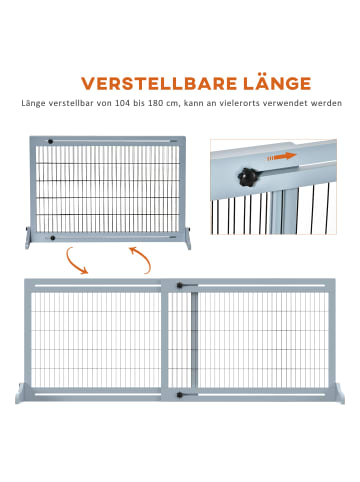 Pawhut Hunde Absperrgitter Grau 180L x 36B x 69H cm