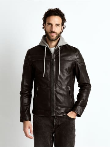 Mustang Lederjacke mit Kapuze 31020140 in schwarz