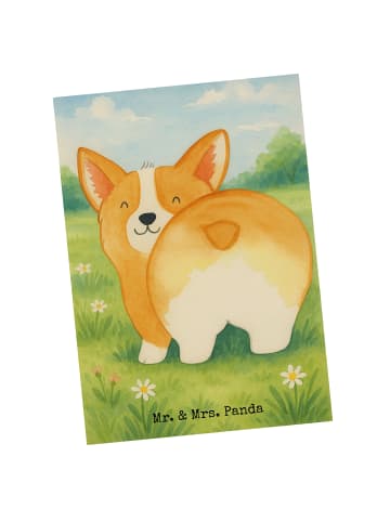 Mr. & Mrs. Panda Postkarte Corgi Po Design ohne Spruch in Weiß