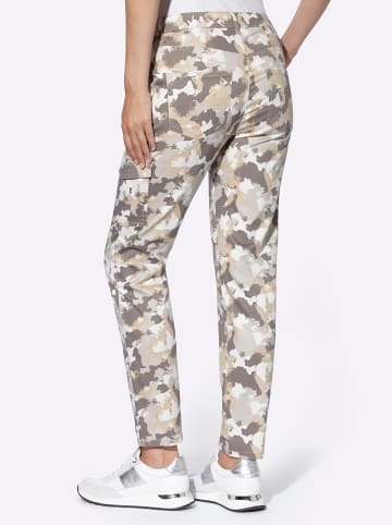 Heine Cargohose in ecru-hellgrau-bedruckt