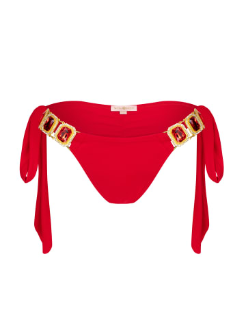 Moda Minx Bikini Bottom Boujee Tie Side Brazilian Bikini Bottom in Red