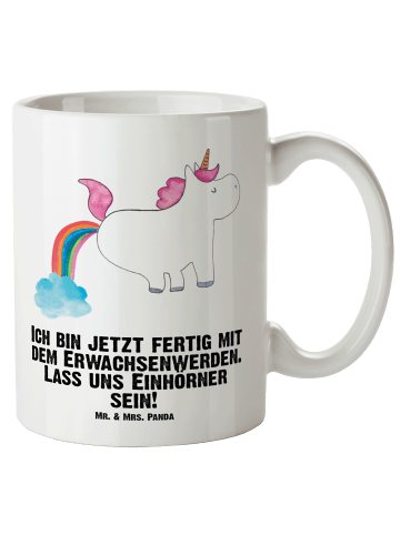 Mr. & Mrs. Panda Steinguttasse Einhorn Pupsen mit Spruch in Weiß