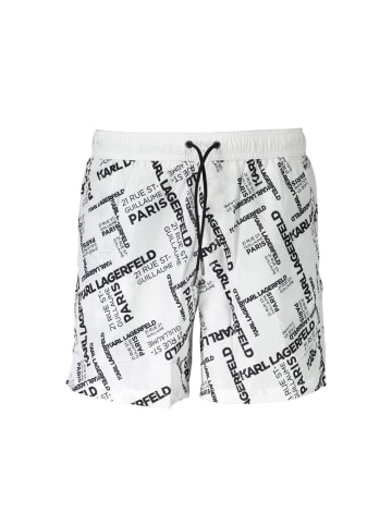 Karl Lagerfeld Weiße Polyester-Badeshorts
