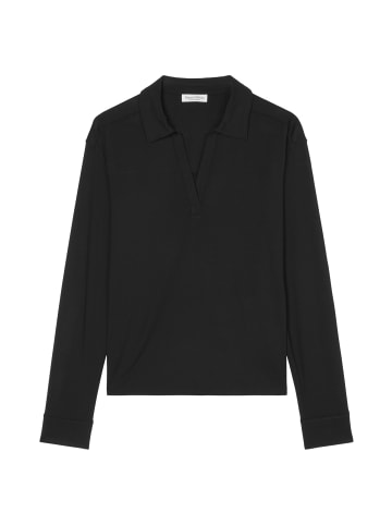 Marc O'Polo Longsleeve im Poloblusen-Stil in Schwarz