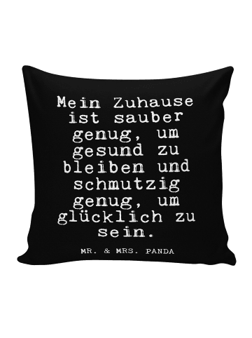 Mr. & Mrs. Panda Kissen Mein Zuhause ist sauber... mit Spruch in Schwarz