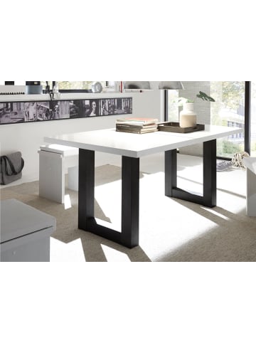 58 aufm Kessel ESSTISCH ausziehbar Eila 7 160x90x75 Esszimmertisch Schwarzstahl/Weiß