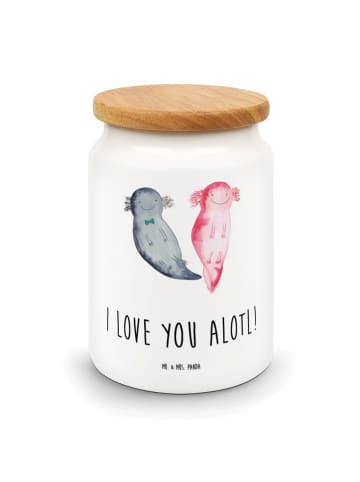 Mr. & Mrs. Panda Keksdose Axolotl Liebe mit Spruch in Weiß