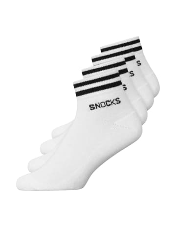 SNOCKS Retro Sneaker Socken aus Bio-Baumwolle 4 Paar in Weiß