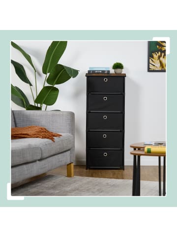 relaxdays Kommode in Schwarz/ Braun - (B)43 X (H)105 x (T)33 cm