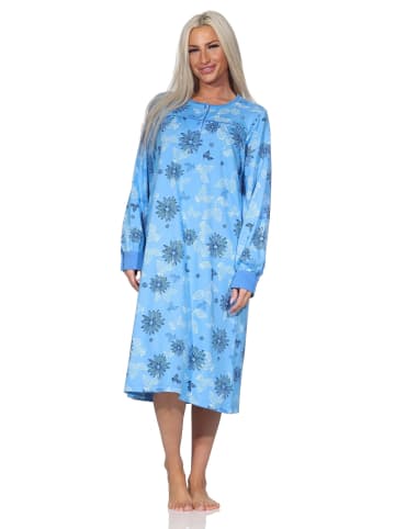 NORMANN Nachthemd langarm Kuschel interlock in blau