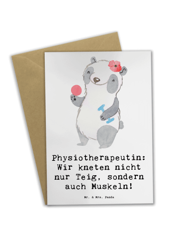 Mr. & Mrs. Panda Grußkarte Physiotherapeutin Humor mit Spruch in Weiß